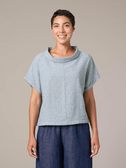 Roll Sleeve Cowl Top
