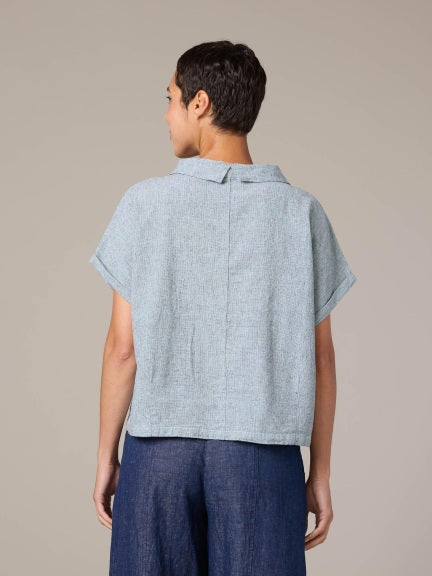 Roll Sleeve Cowl Top