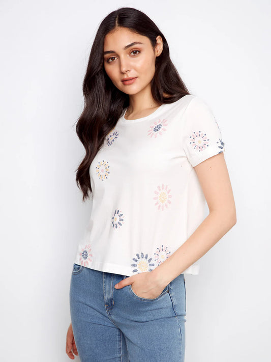 Daisy Embroidered Cotton Tee