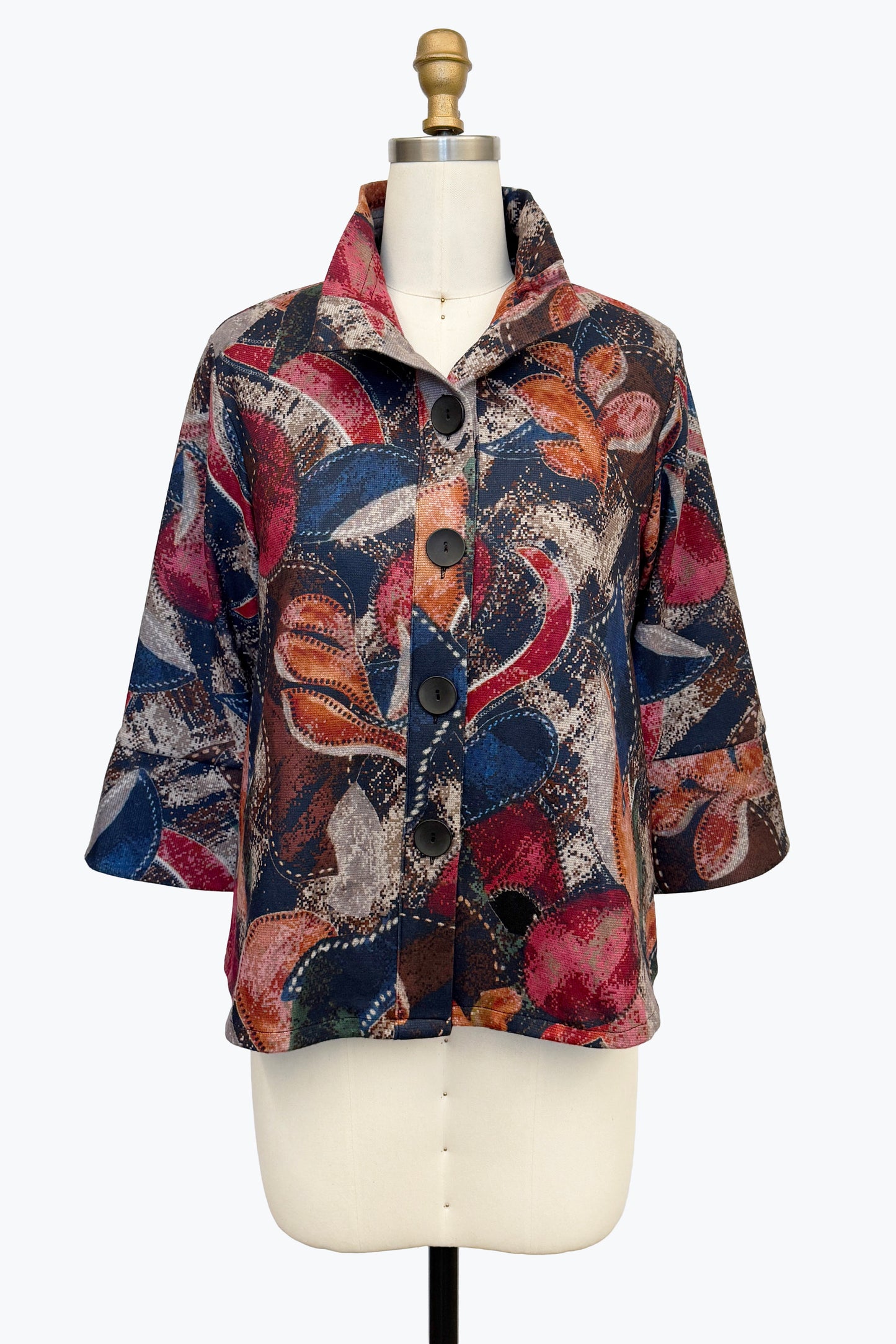 Abstract Floral Classic Collared Jacket