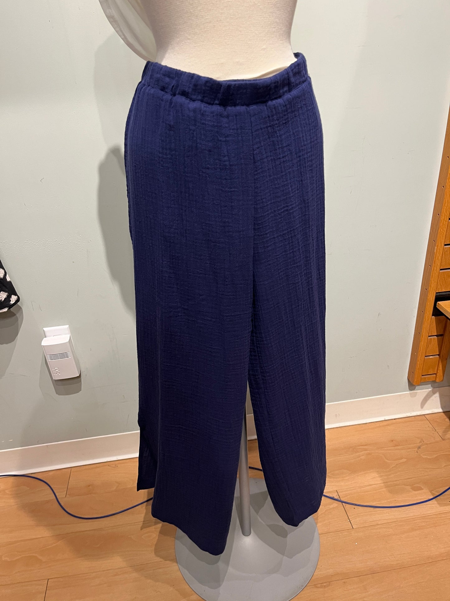 Escape by Habitat Navy Cotton Wide-Leg Cabana Pants