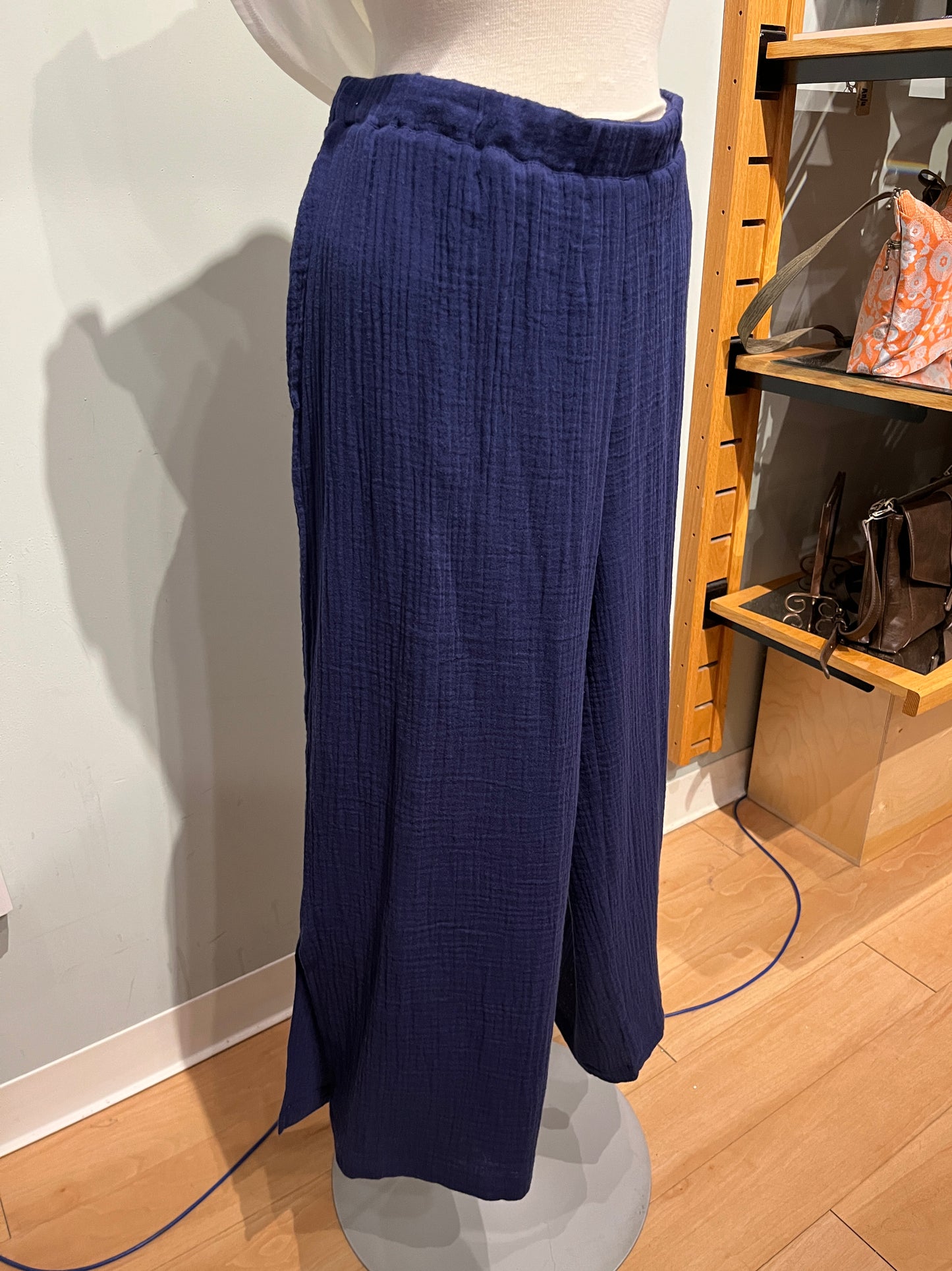 Escape by Habitat Navy Cotton Wide-Leg Cabana Pants