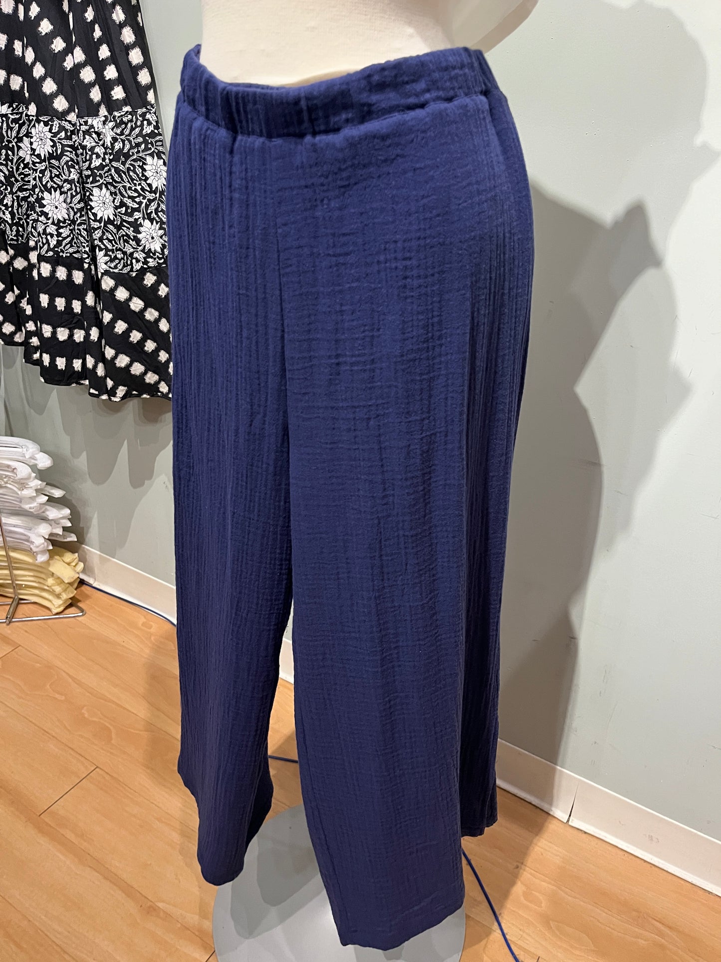 Escape by Habitat Navy Cotton Wide-Leg Cabana Pants