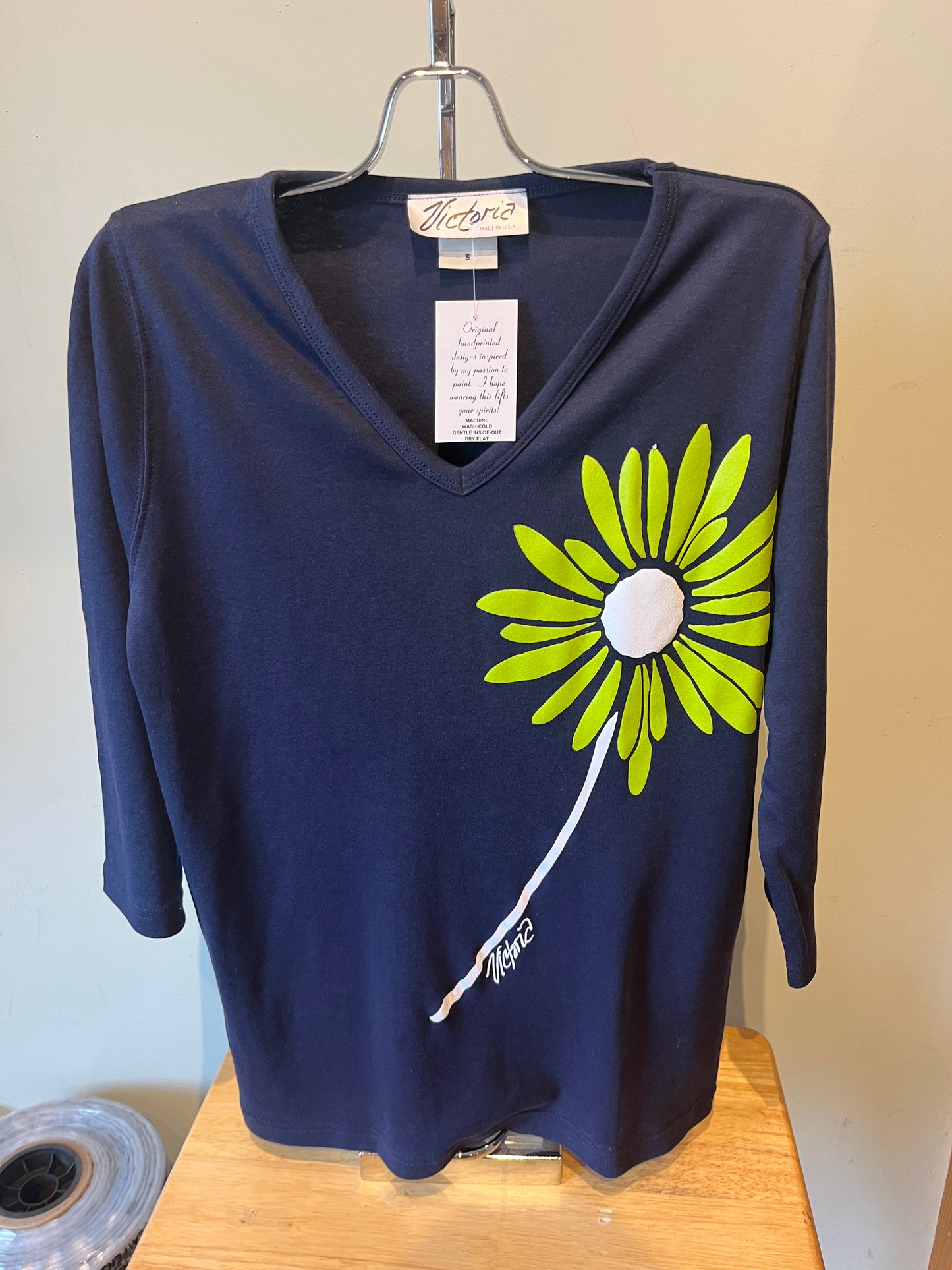 Victoria Navy Lime Flower Shirt