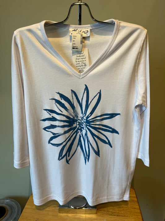 Victoria Blue Sunflower Shirt