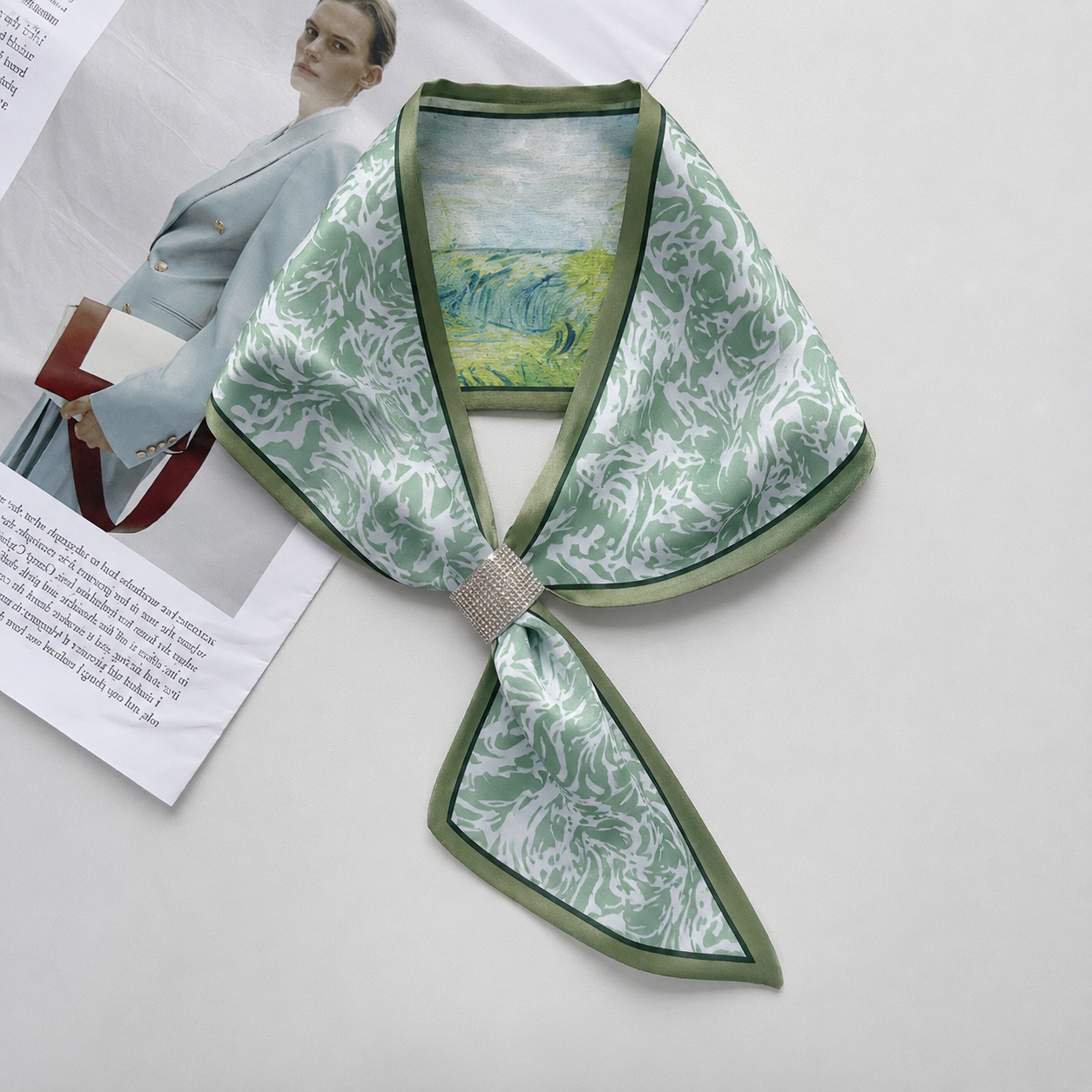 Green Spring Meadow Gem Loop Scarf