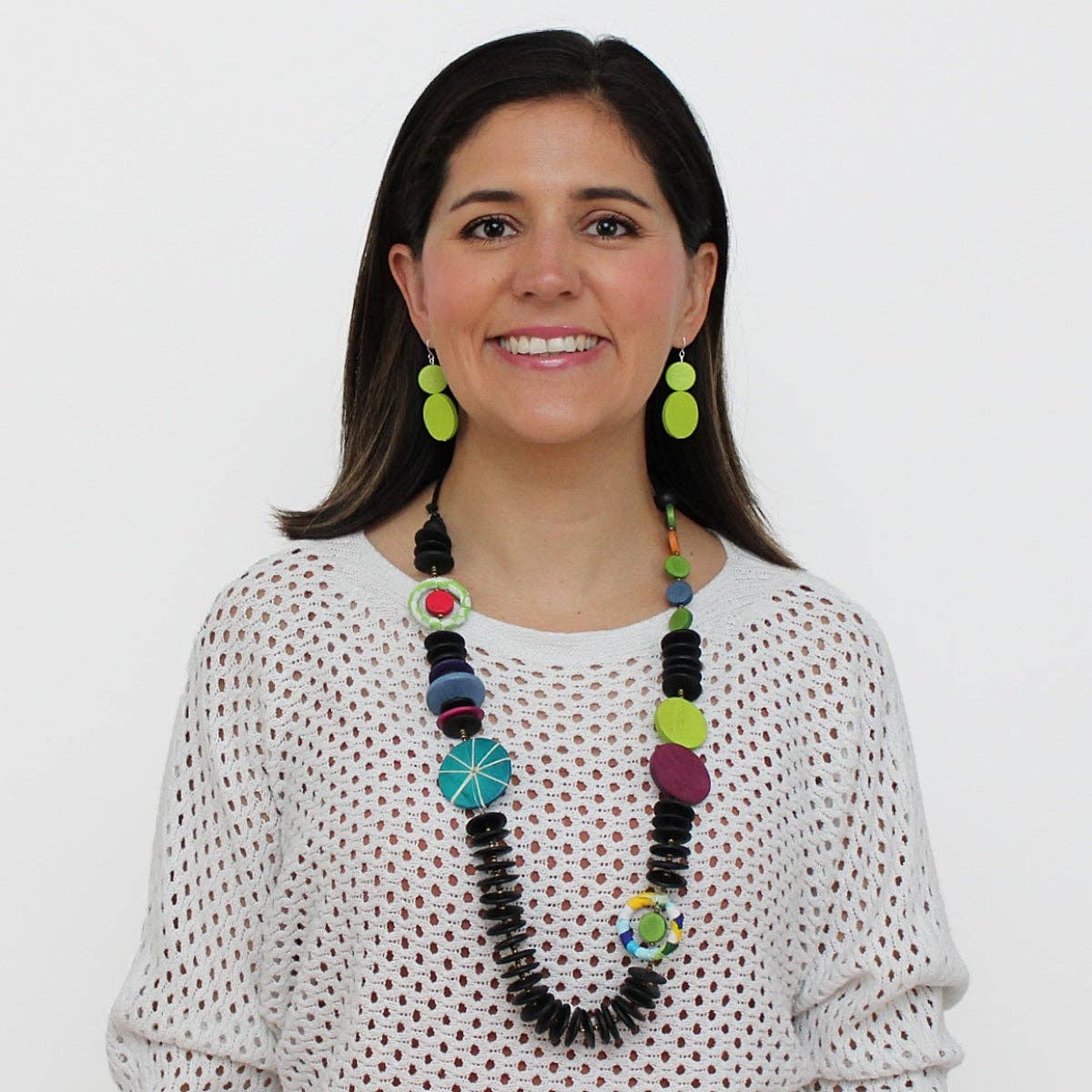 Colorful Rochelle Wood Statement Necklace