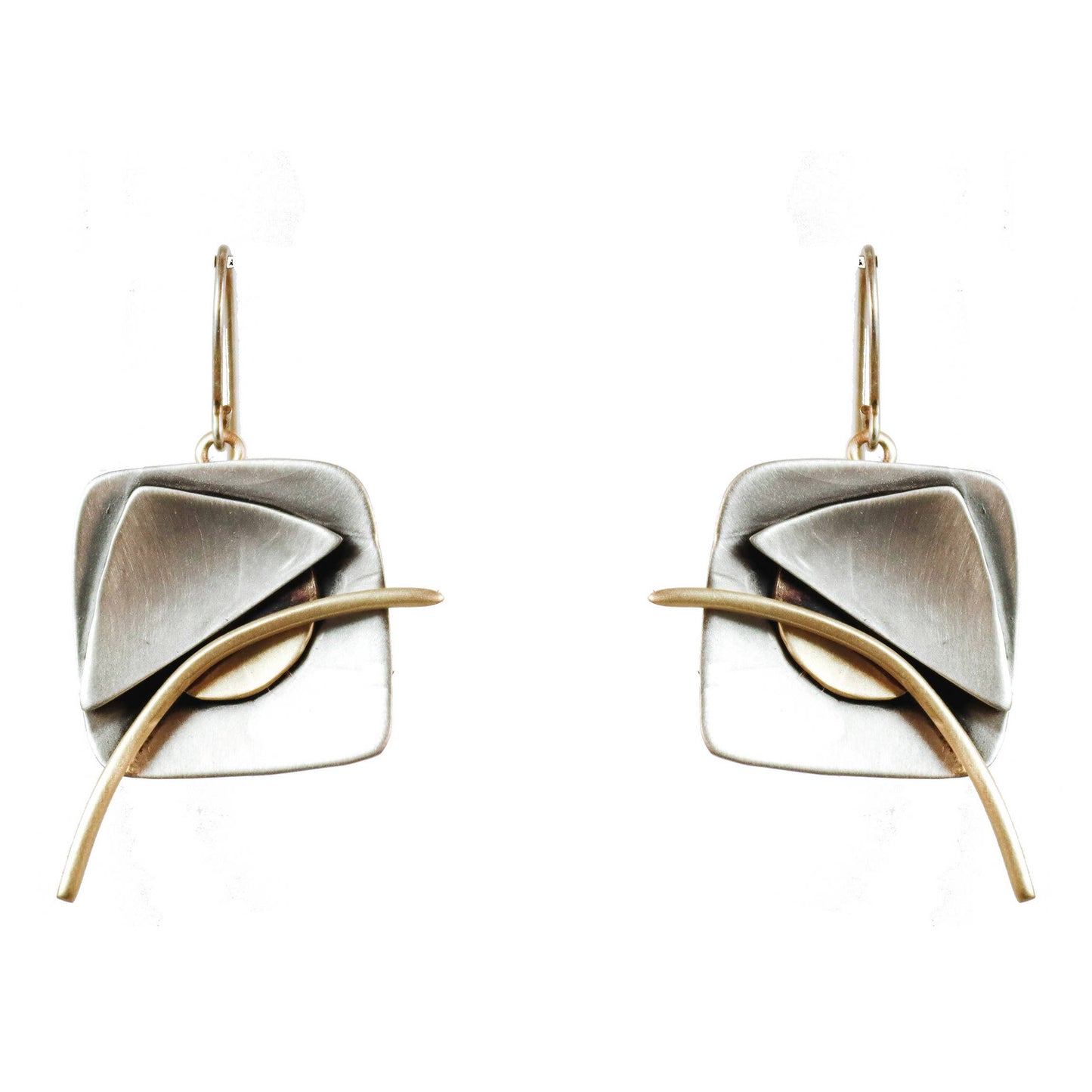Abstractions Earrings in Brass & Nickel Silver