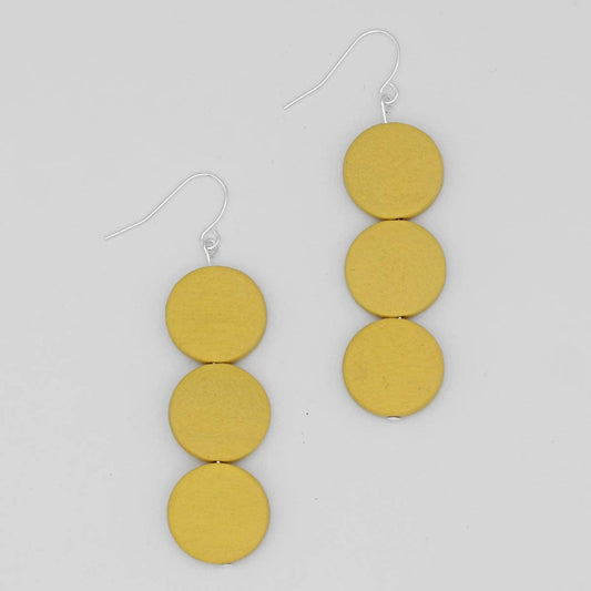 Yellow Triple Bead Kira Earring, artsy earrings,