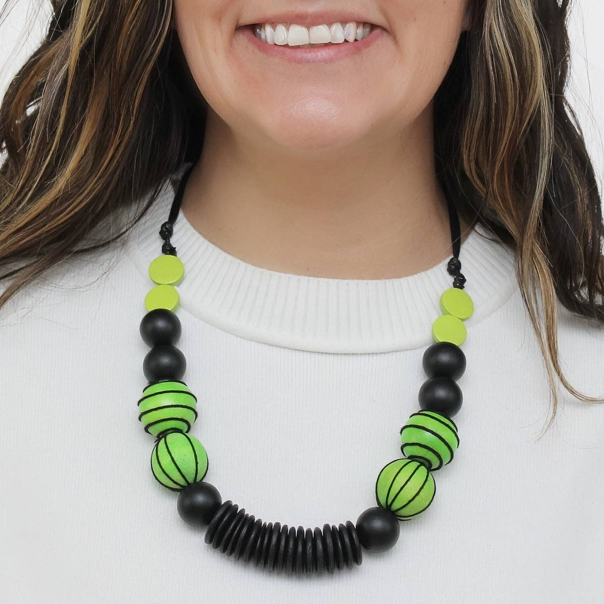 Wild Lime Mixed Media Statement Necklace