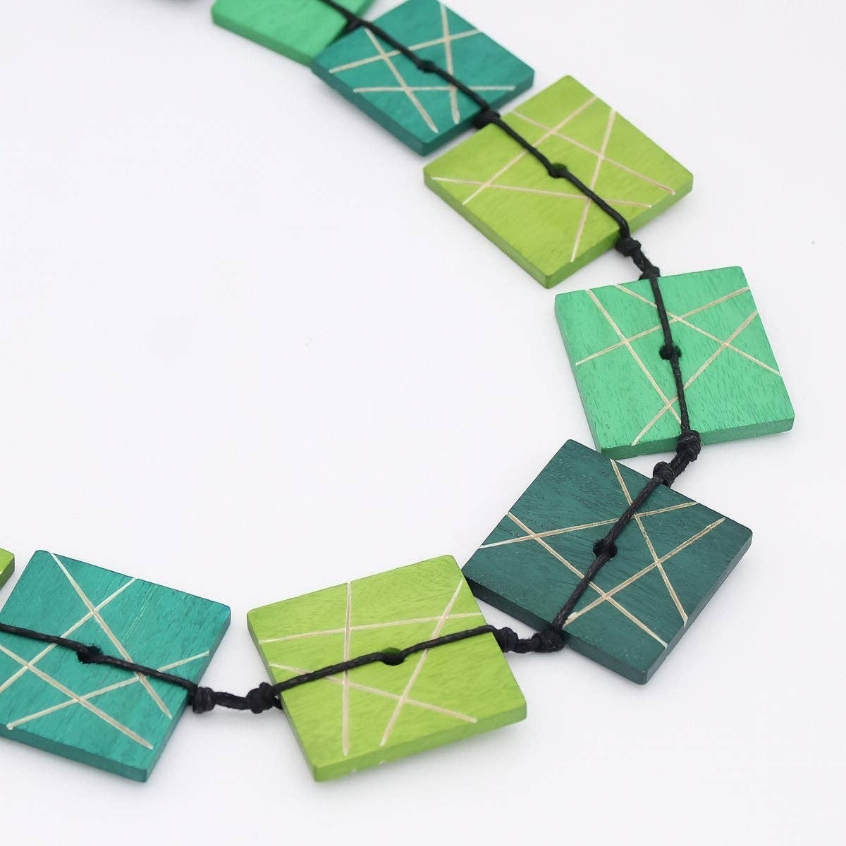Green Wooden Mosaic Necklace