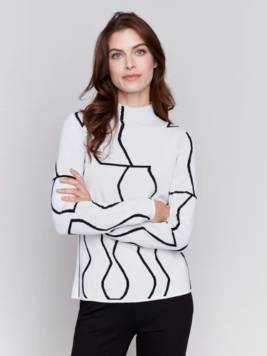 Reversible Jacquard Mock Neck Sweater