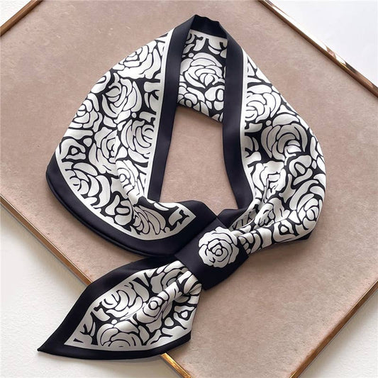 Black / White Roses Loop Scarf