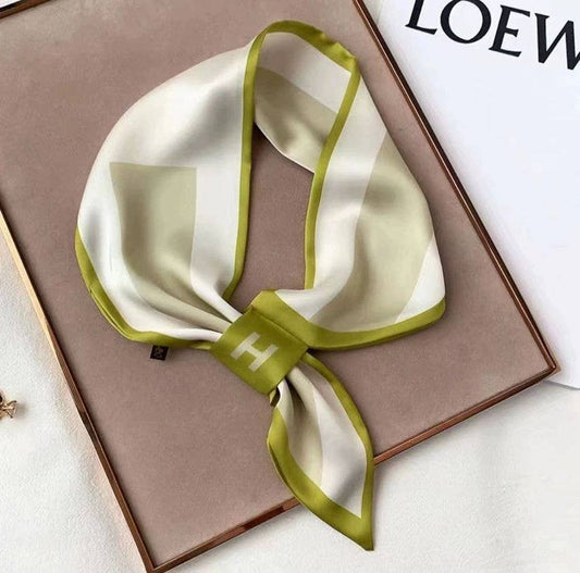 Green Striped H Loop Scarf