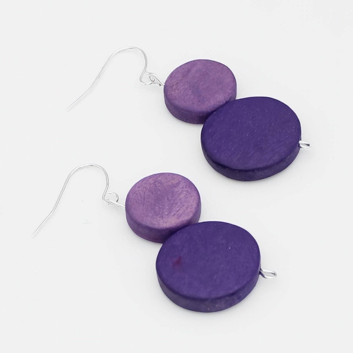 Purple Georgie Two Bead Drop Earrings