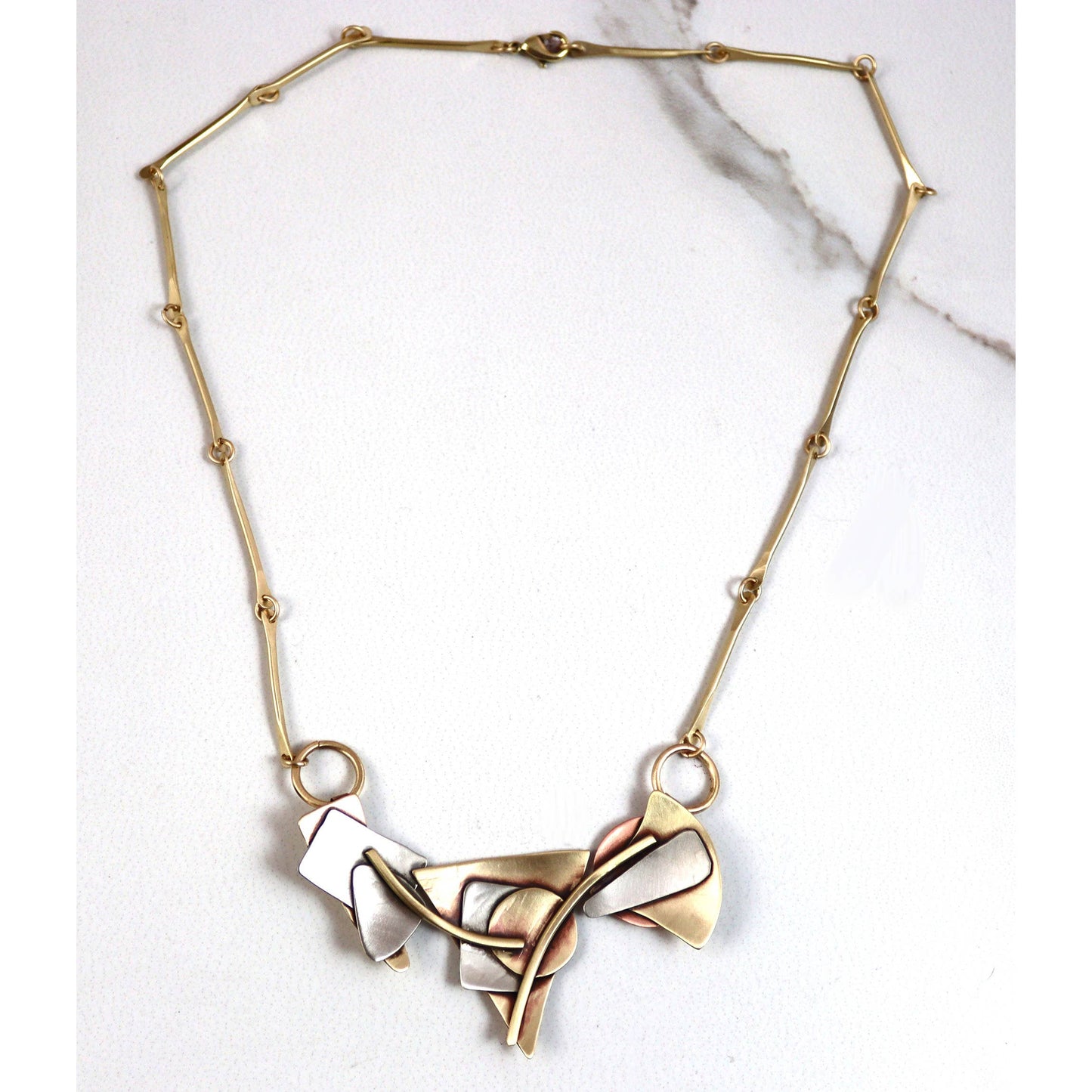 Abstractions Necklace in Brass, Copper & Nickel Silver