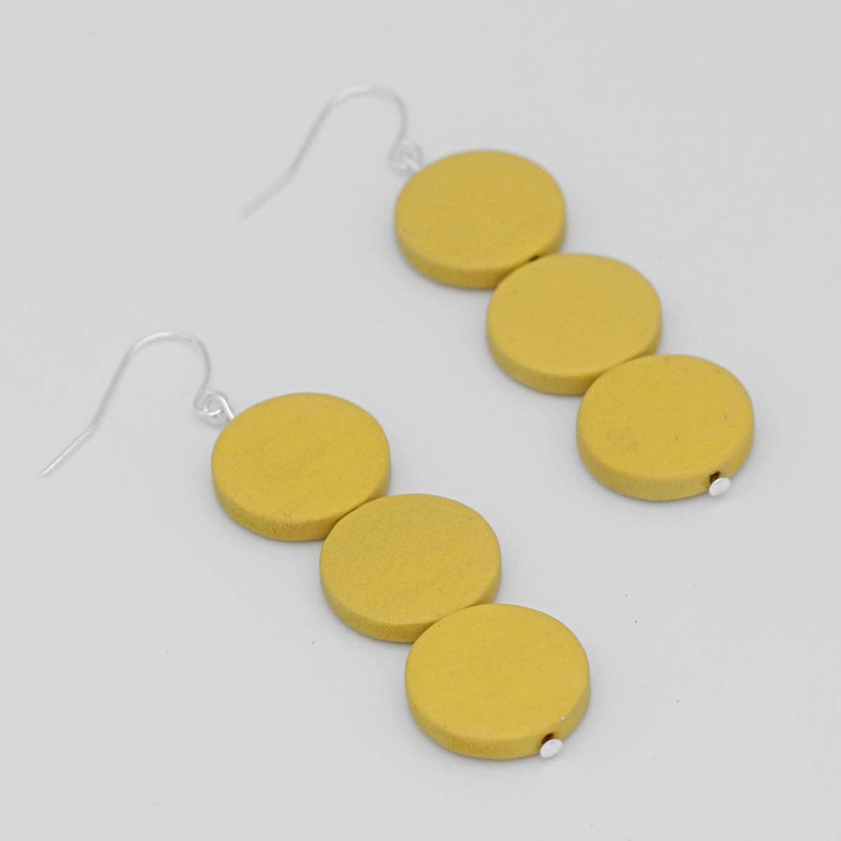 Yellow Triple Bead Kira Earring, artsy earrings,