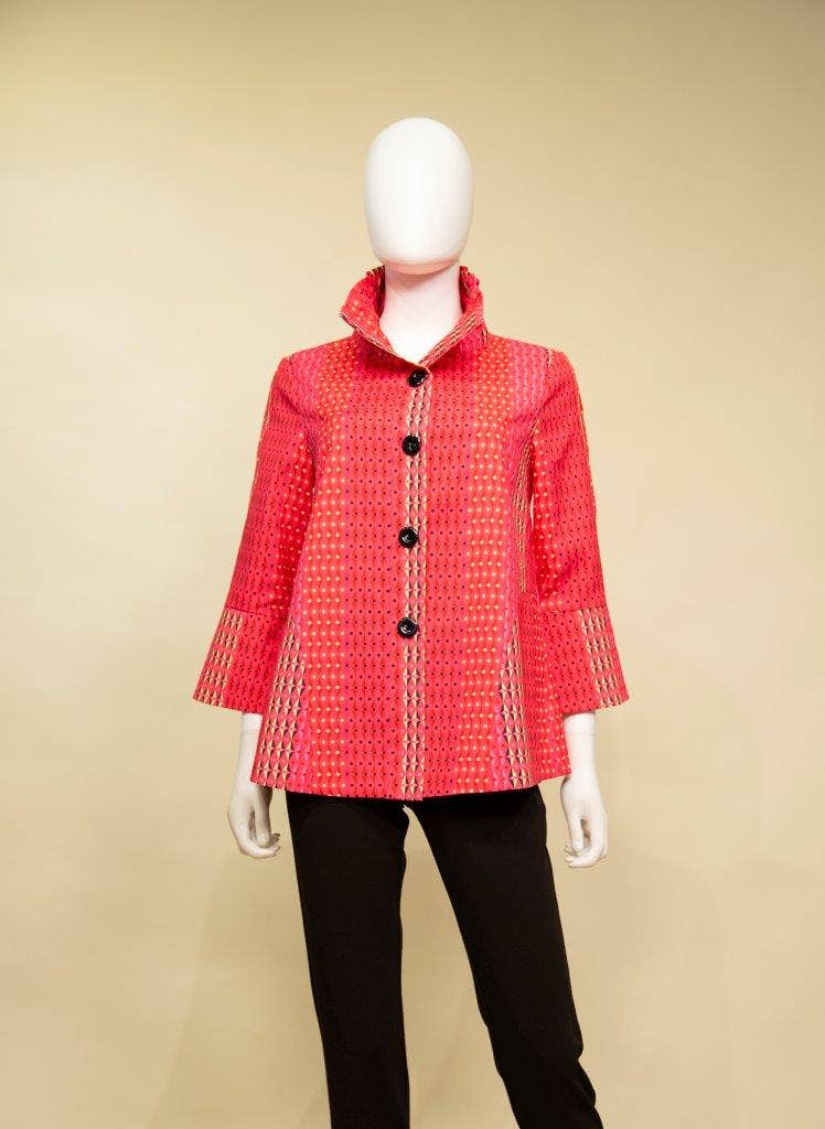 Print Jacket with Wired Collar