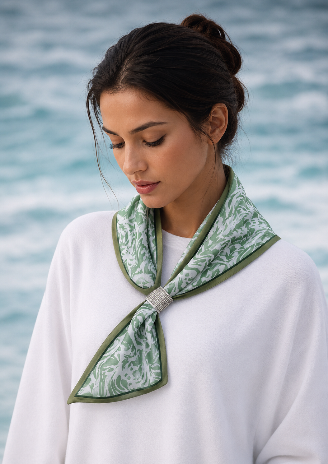 Green Spring Meadow Gem Loop Scarf