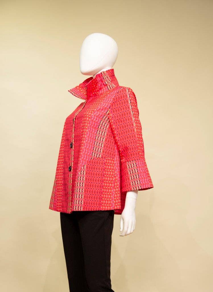 Print Jacket with Wired Collar
