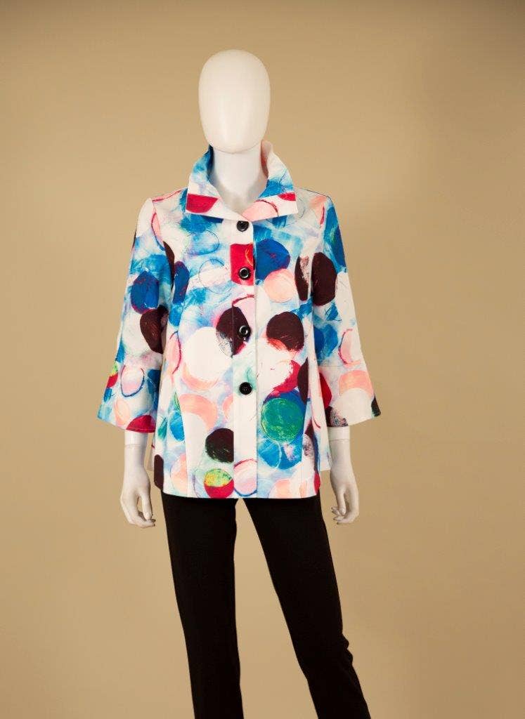 Print Jacket with Wired Collar