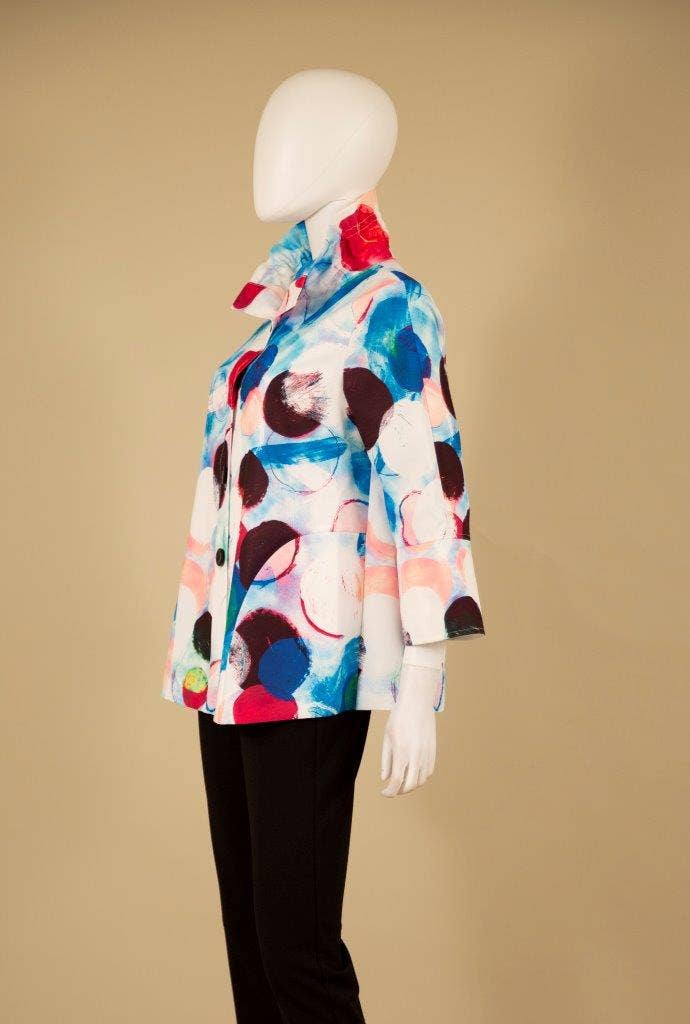 Print Jacket with Wired Collar