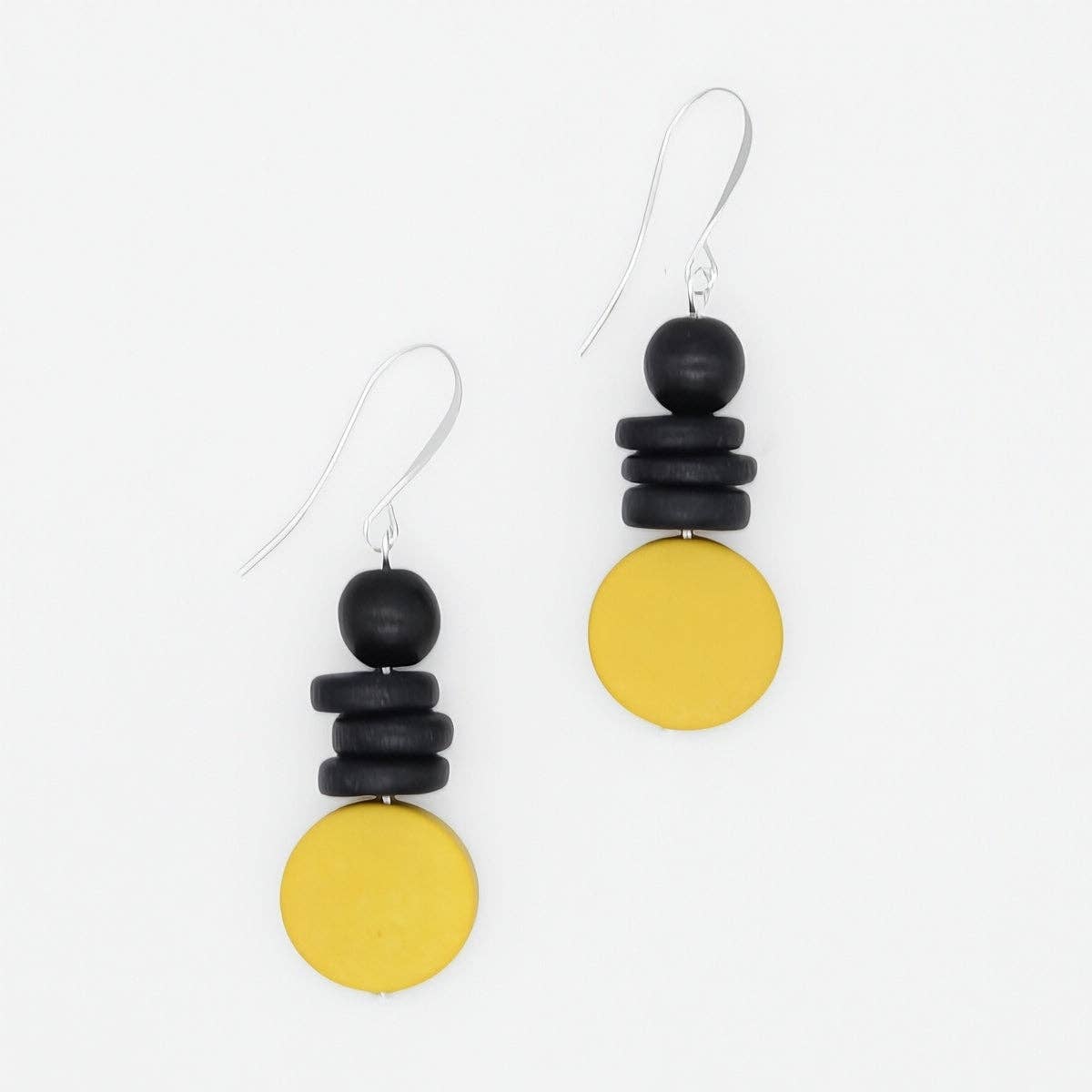 Yellow and Black Dusk Earrings