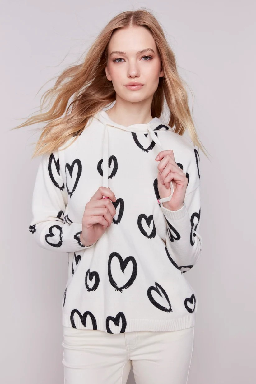 Printed Hearts Hoodie