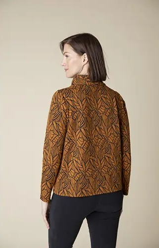 Falling Leaves Jacquard Wrap Neck Top