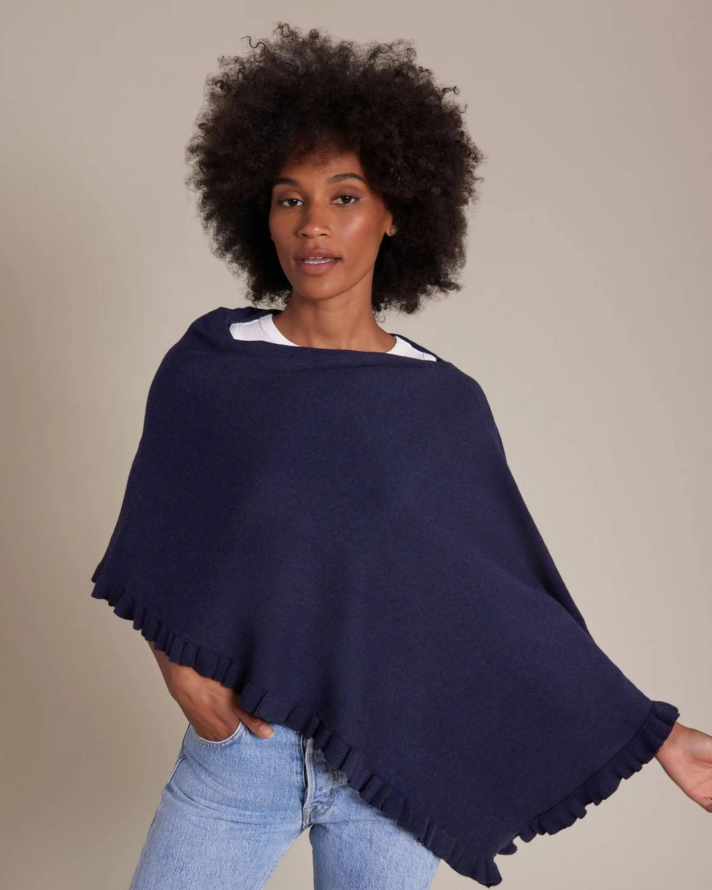 Cotton Cashmere Mini Ruffle Edge Topper